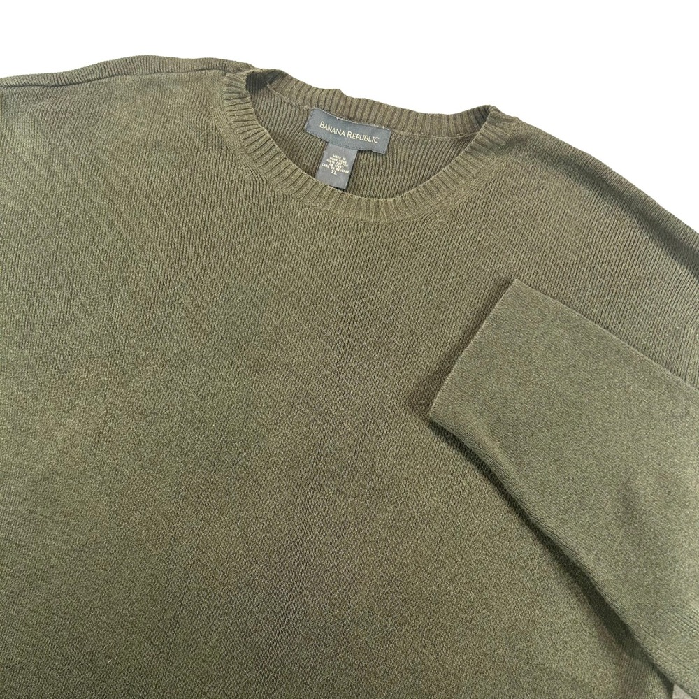 Banana Republic Sweater Mens XL Brown Crewneck Cotton Ribbed Knit 20032